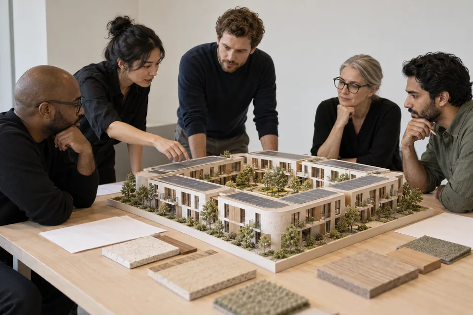 Illustrative review of resort design plans, representing the development work behind a coordinated stay offer.