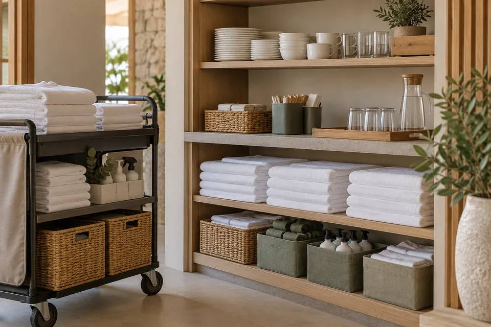 Hospitality supplies being prepared, representing practical readiness for welcoming and orienting guests.